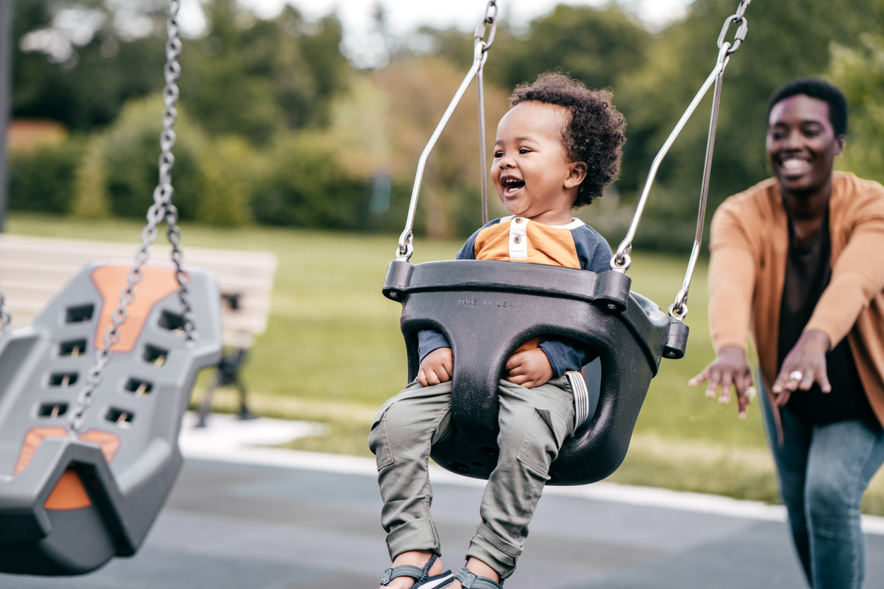 Mom and toddler in the playground