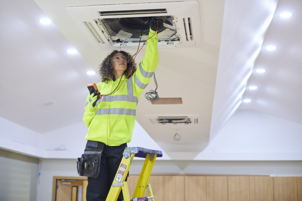 air conditioning installation in a gym