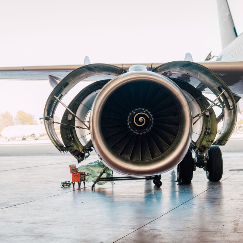 Airplane at aircraft repair shop