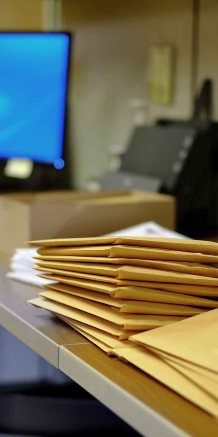 Envelopes on desk business office communication