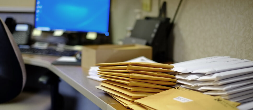 Envelopes on desk business office communication