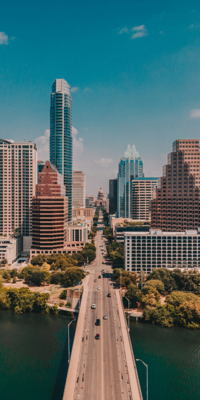 North view of Congress Street Bridge in Austin Texas and Capitol Building