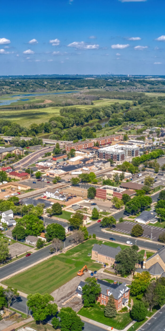Aerial View of the Twin Cities far Outer Suburb of Shakopee, Minnesota