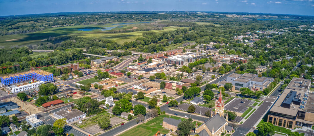 Aerial View of the Twin Cities far Outer Suburb of Shakopee, Minnesota