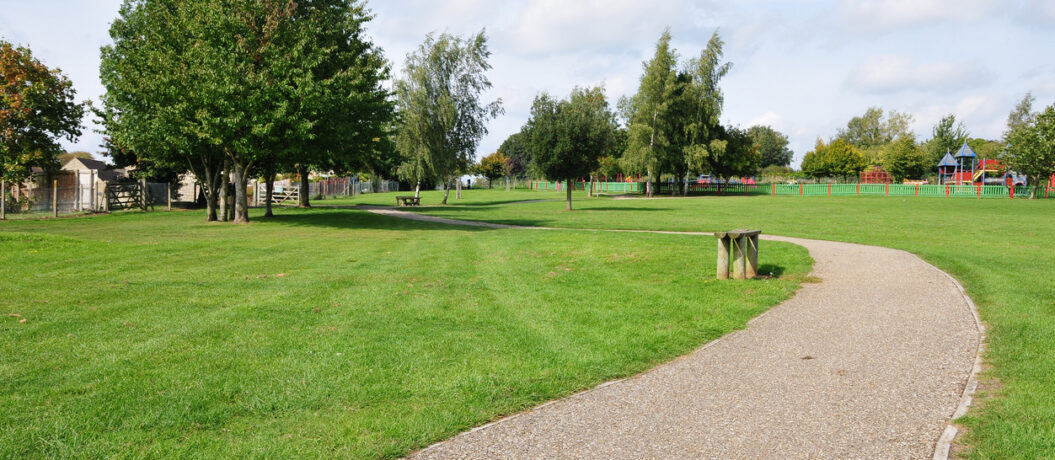 Stone Path Winding through a Green Park