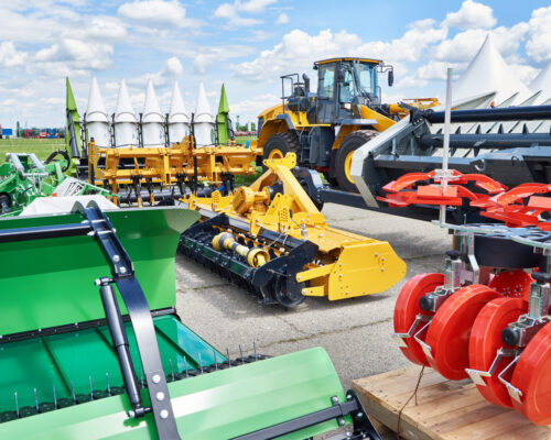 Agricultural machines on industrial exhibition