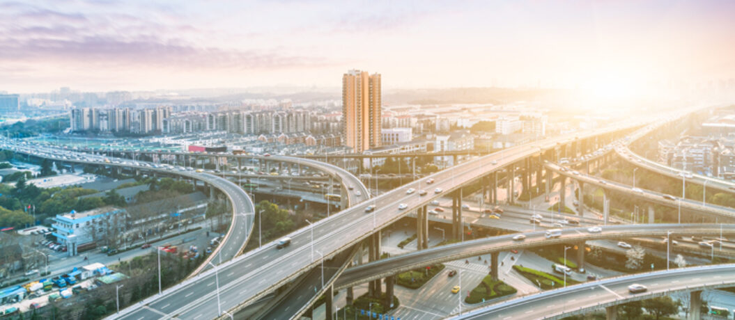 aerial view of overpass in shanghai