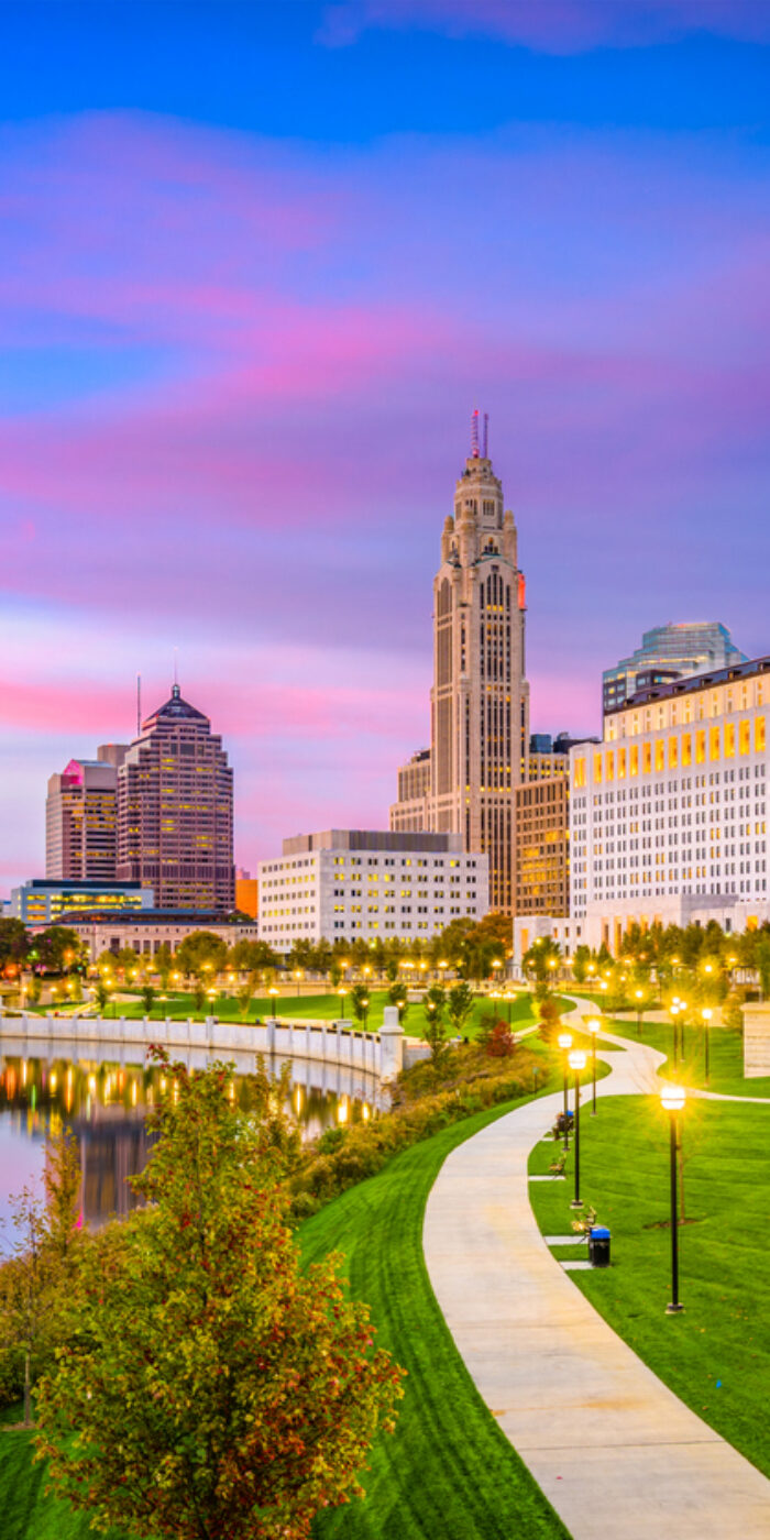 Columbus, Ohio, USA skyline on the Scioto River.