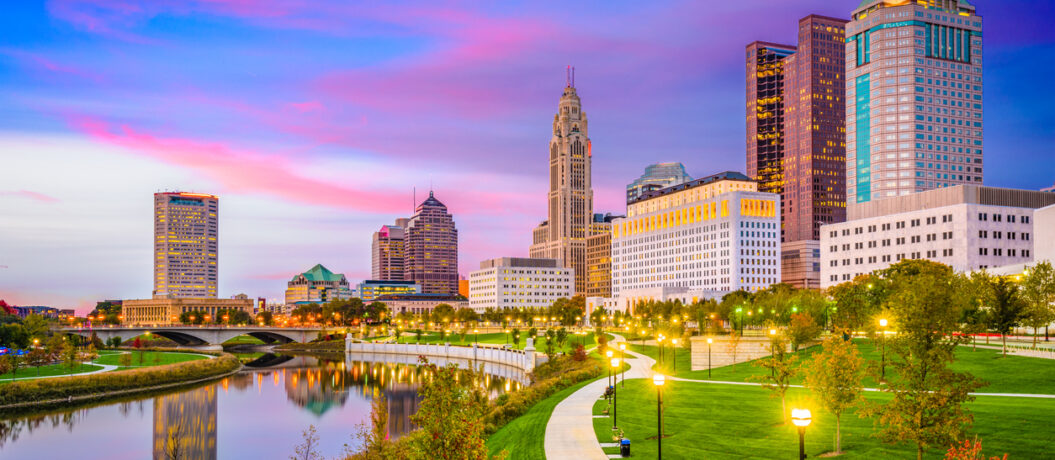 Columbus, Ohio, USA skyline on the Scioto River.