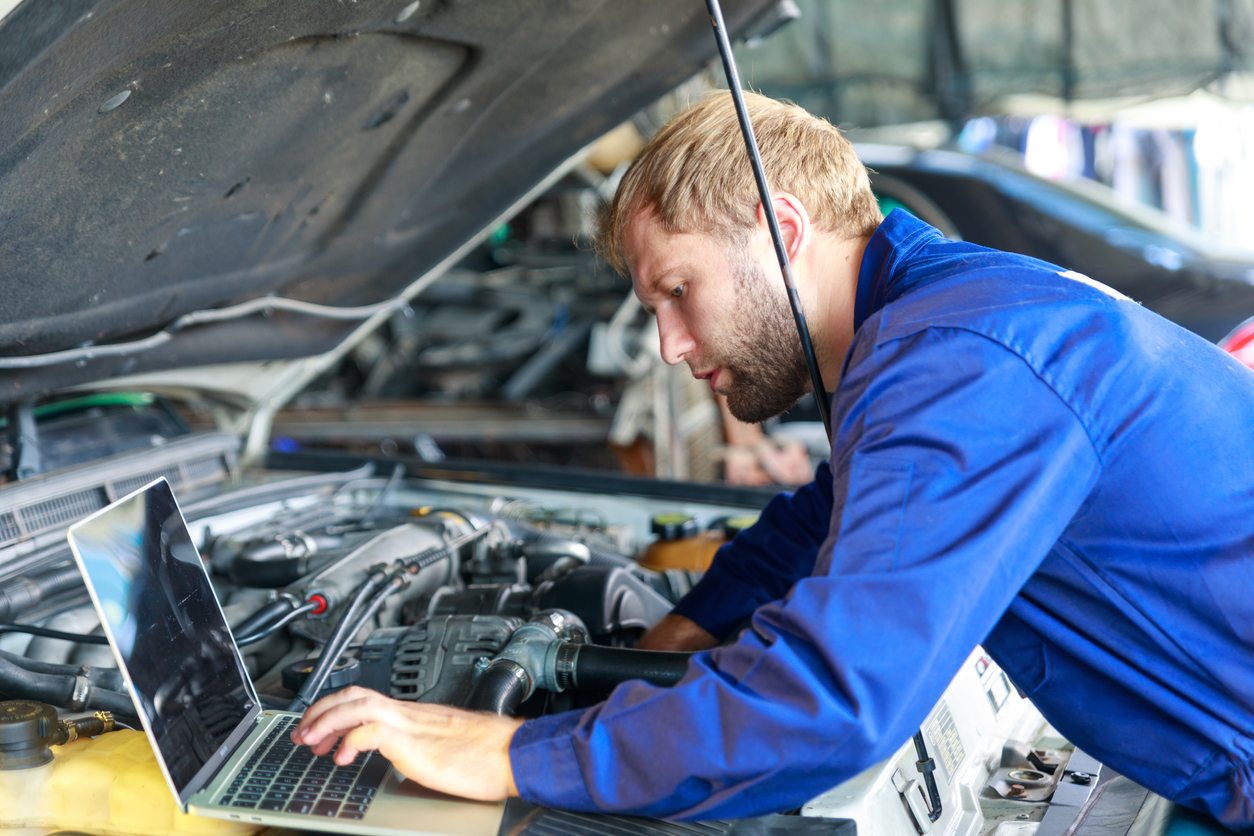 laptop in workshop