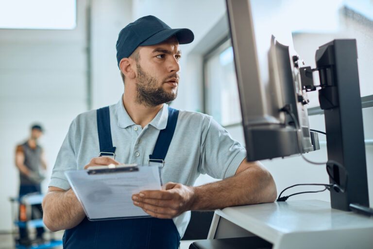 technician at computer