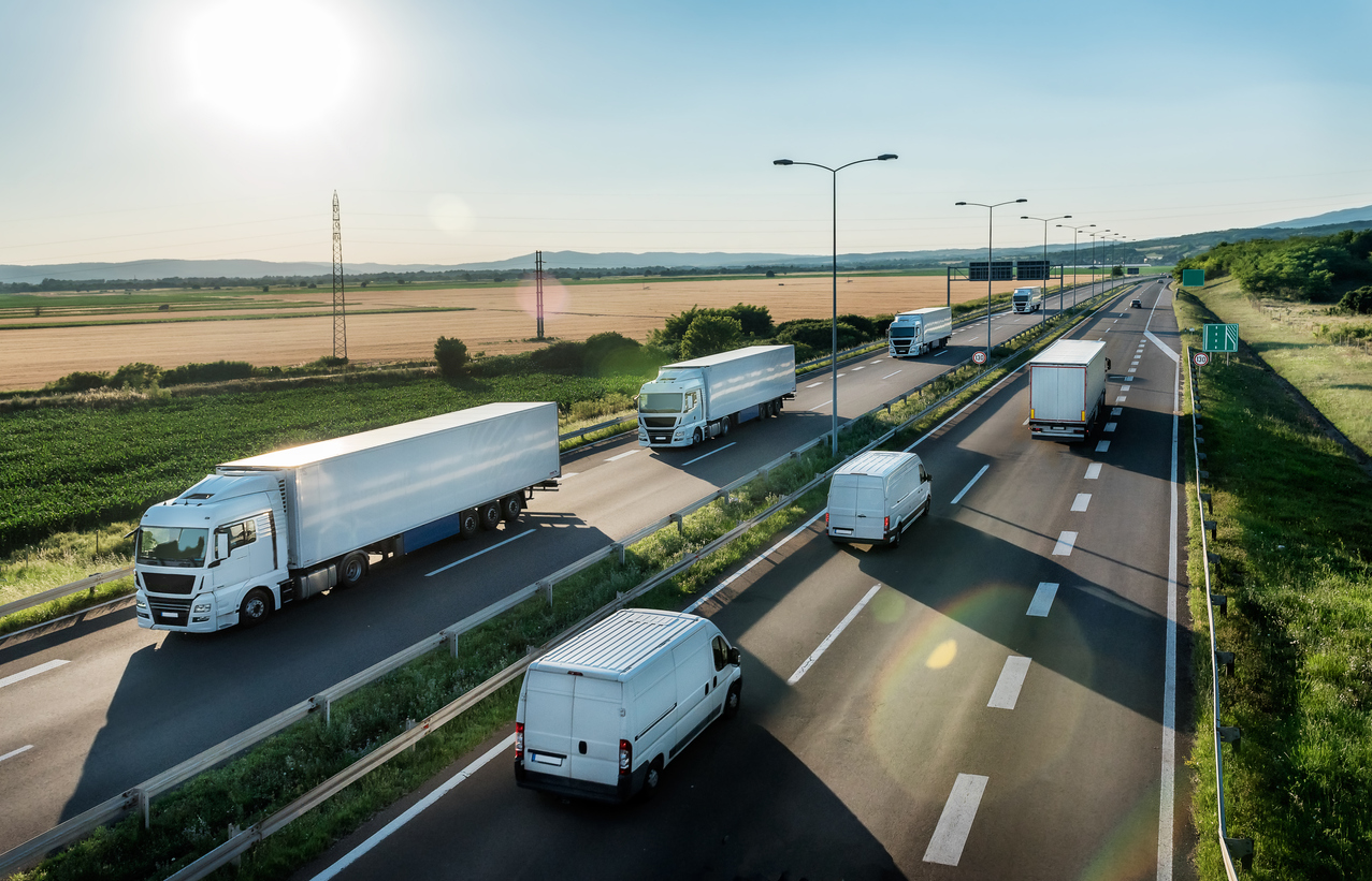 vehicles driving in line