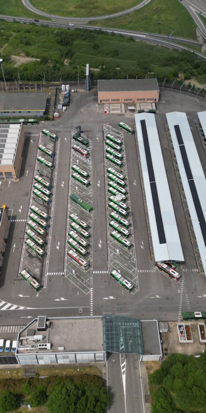 bus depot aerial view.