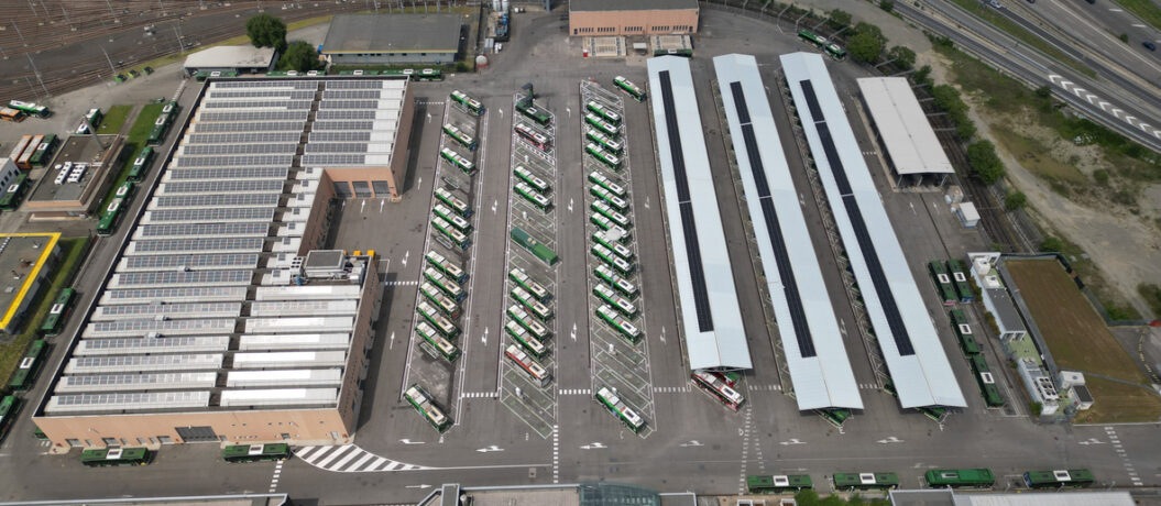 bus depot aerial view.