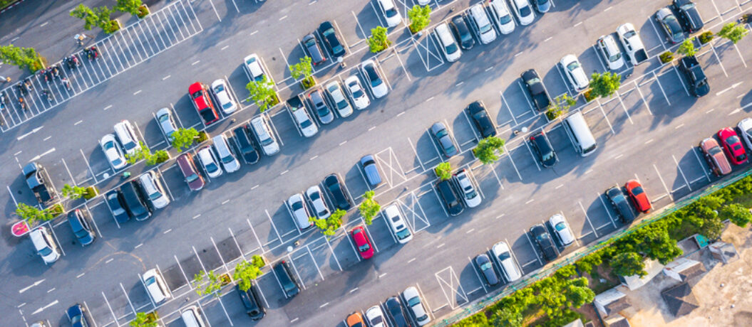 Aerial view  Parking lot and car